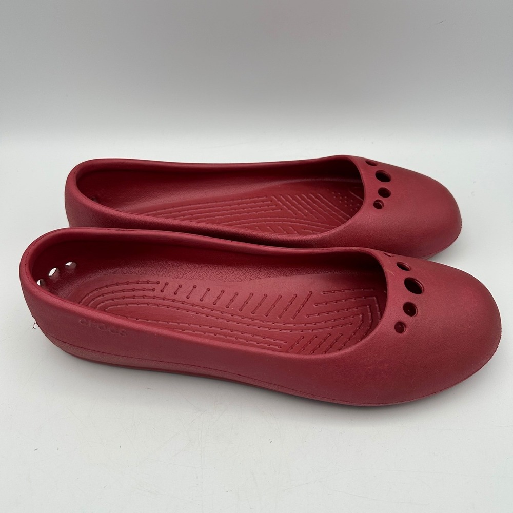 Crocs Prima Women's Size 9 Slip On Ballet Flats Red Comfortable Casual Shoes - Picture 3 of 7